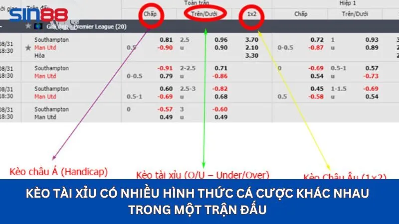 Các loại kèo tài xỉu phổ biến nhất
