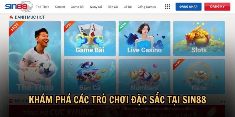 Các trò chơi hấp dẫn tại nhà cái sin88